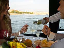 Couple enjoying a meal on a cruise
