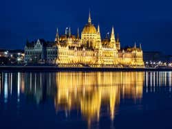 Hungarian Parliament at nighttime